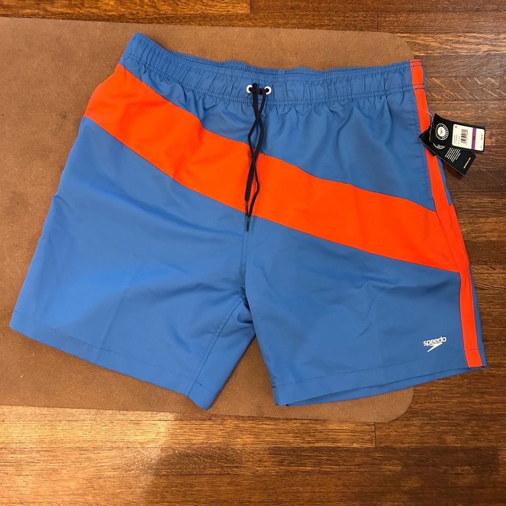 Speedo Men's Swim Trunks in Blue and Orange